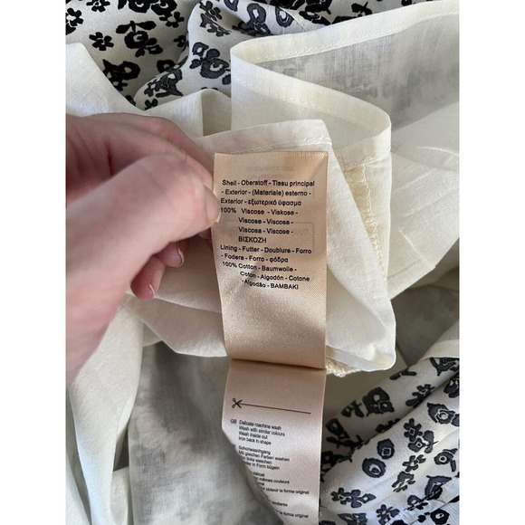 NWT Scotch & Soda Black Floral Smocked Frill Long Sleeve Mini Dress Sz Medium - Picture 12 of 12